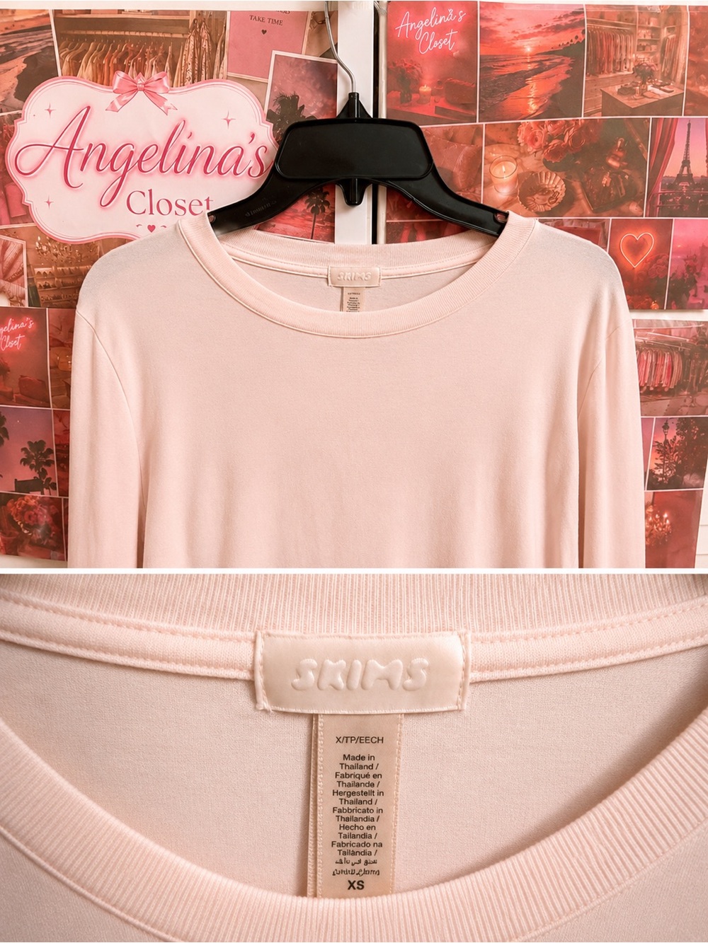 SKIMS Light Pink Long-Sleeve Crew Tee